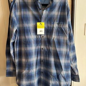 Wrangler Blue and White Dress Shirt Long Sleeve